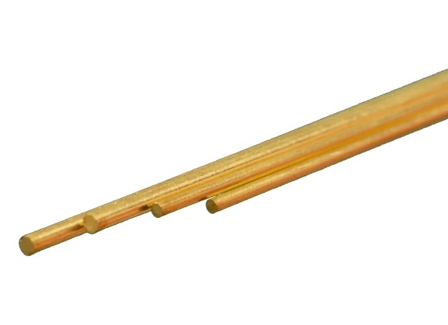 K&S5072  Bendable Brass Rod Assortment: 1/16"(2), 3/64"(2) x 12" Long
