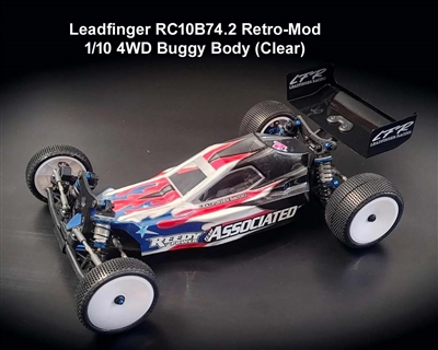 Leadfinger Racing Team Associated RC10B74.2 Retro-Mod 1/10 4WD Buggy Body (Clear) LFRE3071