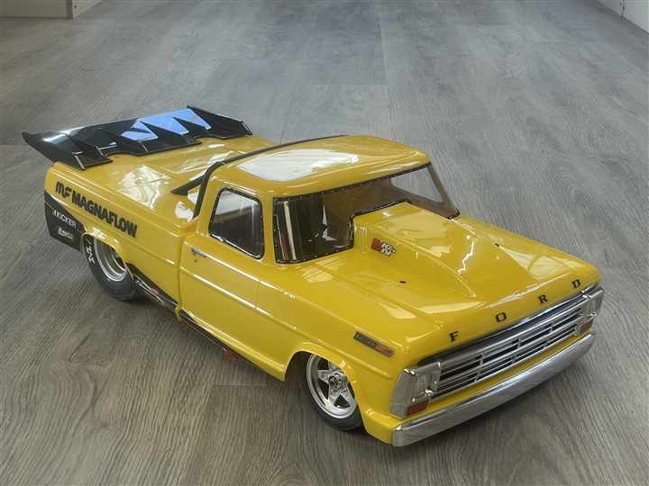 USED 1/10 '68 Ford F100 22S 2WD No Prep Drag Truck Brushless RTR, Magnaflow,  LOS03045T1