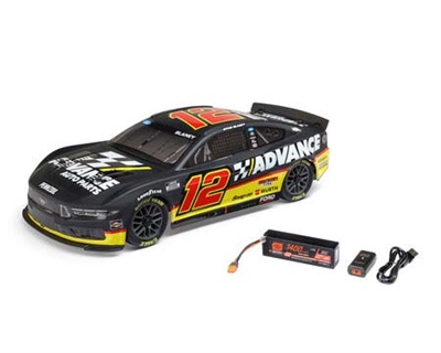 Losi 1/12 NASCAR RC Race Car Ryan Blaney No. 12 Advance Auto 2025 Ford Mustang 2S AWD RTR Brushed On-Road (Battery & Charger Included) LOS1122512