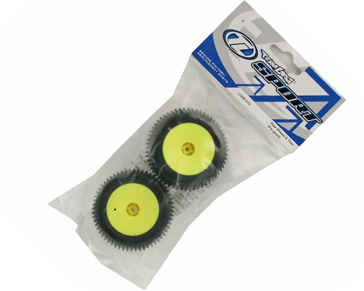 Losi Rear Tires & Wheels, Glued (Mini-T) (2) LOSB1078