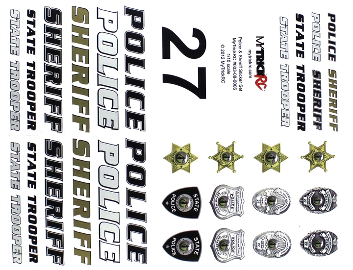 Police / Sheriff Decal Set - Realistic 1:10 Scale Decal MYKST3