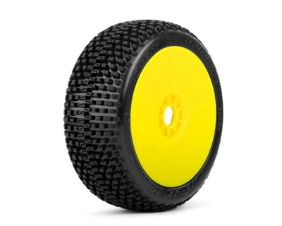 Dirt Slinger 1/8 Buggy Mounted Tires Yellow Wheels (2) Medium Soft - PHB1005DYMSG