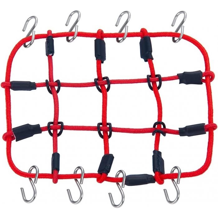 Elastic Roof Rack Luggage Net w Hooks 1/24 Crawler Axial SCX24 Red