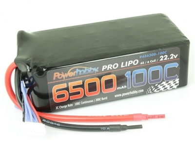 6500mAh 22.2V 6S 100C  LiPo Battery (no connector) PHB6S6500100C