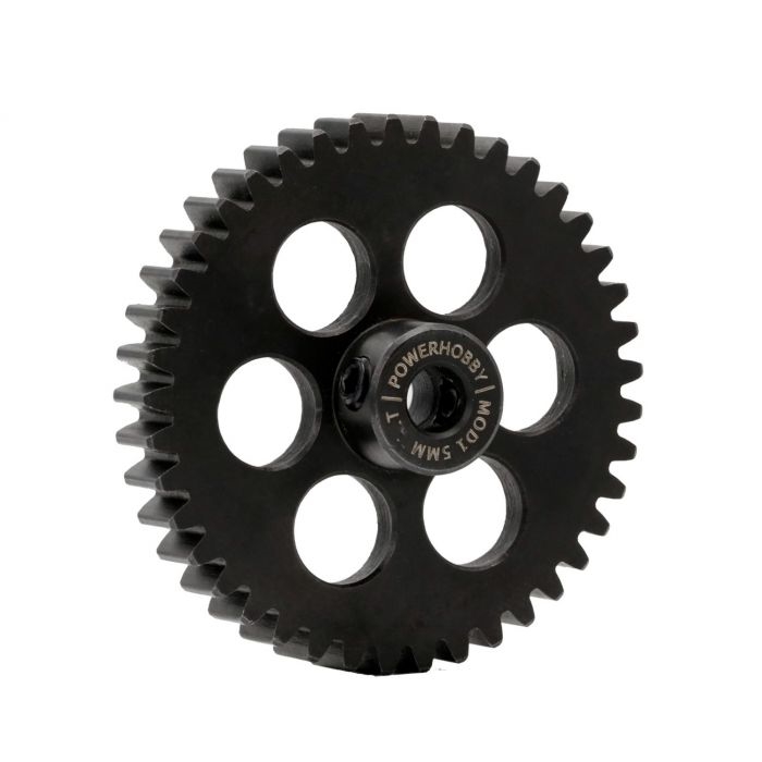 Hardened Steel 43 Tooth Mod1 5mm Pinion Gear with 2 Grub Screws  PHBPH43TM5