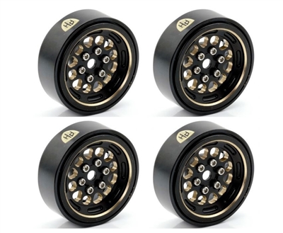 1.0" Black Brass Beadlock Crawler Wheels, for, 1/24 Axial SCX24