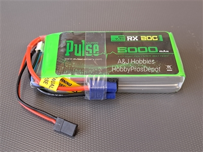 PULSE 2S 5000mah 20C 7.4V RX LiPo Battery, PLURX20-50002