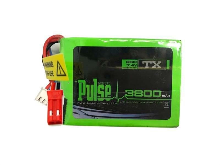 Pulse 3800mAh Transmitter 7.4V 2S Lipo Battery for FrSky QX7 & Spektrum DX7S/DX8/DX9 - PLUTX-38002