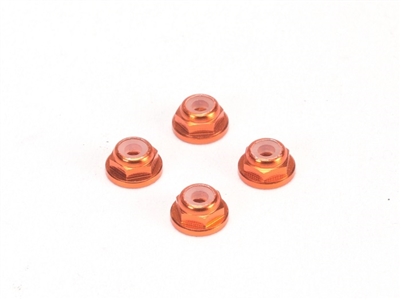 PN Racing Alm. 2mm Flanged Wheel Lock Nut - Orange - 200409