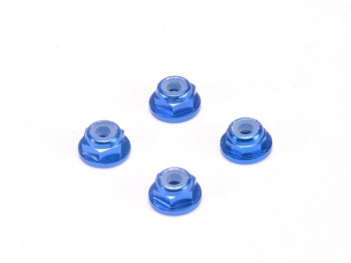 PN Racing Alm. 2mm Flanged Wheel Lock Nut - Blue - 200409B