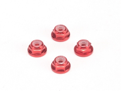 PN Racing Alm. 2mm Flanged Wheel Lock Nut - Red - 200409R