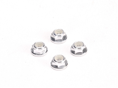 PN Racing Alm. 2mm Flanged Wheel Lock Nut - Silver - 200409S