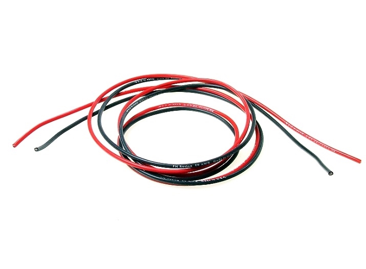 PN Racing 20AWG Silicon Motor Wire (Black Red @2 meters) 700261
