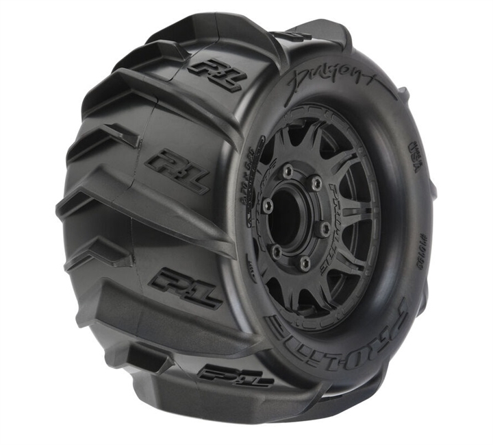 Pro-Line Dumont 2.8" Pre-Mounted Tires w/Raid Wheels (Black) (2) (Z3) w/Removable Hex - PRO10193-10