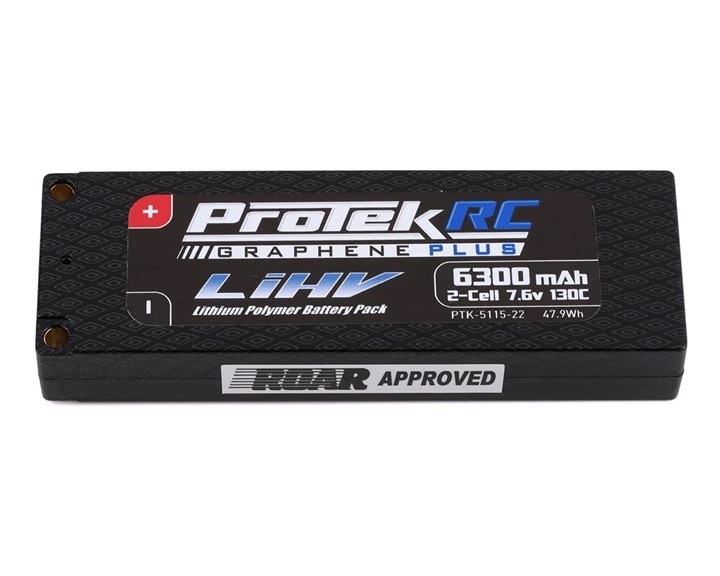 ProTek RC 2S 130C Low IR Si-Graphene + HV LCG LiPo Battery (7.6V/6300mAh) w/5mm Connectors (ROAR Approved) PTK-5115-22