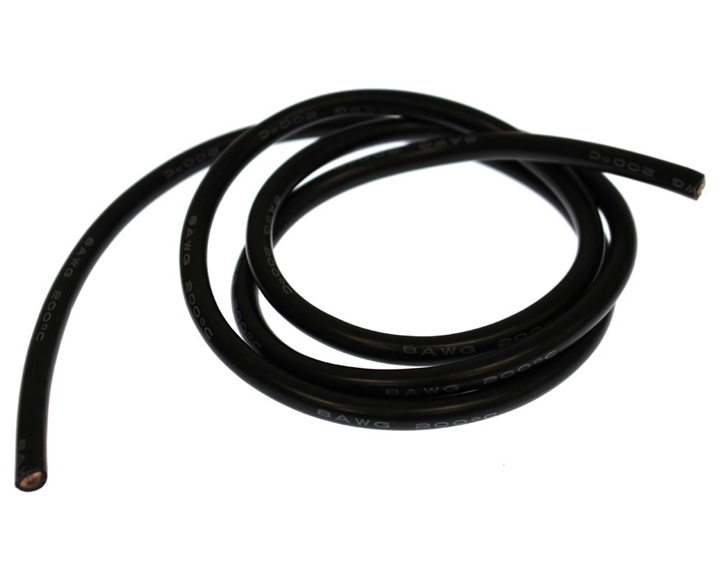 8 Gauge Silicone Wire, 3' Black, RCE1210