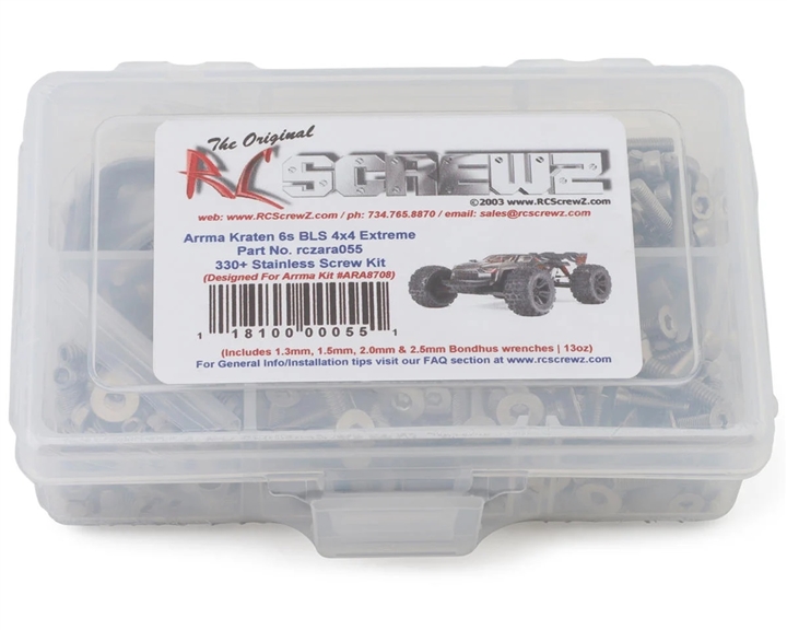RC Screwz Arrma Kraton 6S BLX Extreme Bash Stainless Steel Screw Kit - RCZARA055