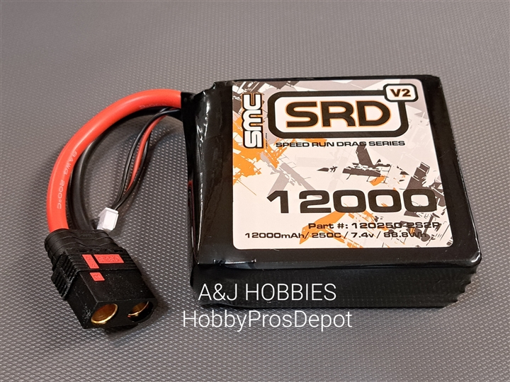 SMC SRD-V2 7.4V-12000mAh-250C Square Softcase Drag Racing pack QS8  - 120250-2S2P