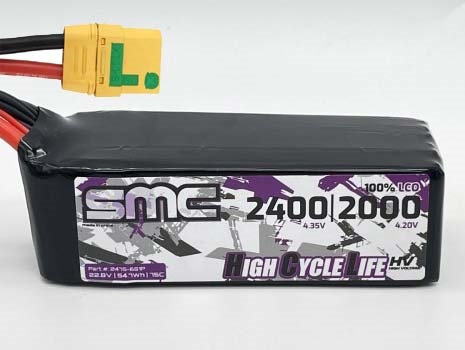 HCL-HVP Flight 22.8V-2400mAh-75C with XT90 - 2475-6S1P