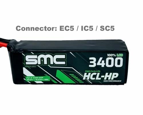 SMC HCL-HP 22.2V-3400mAh-80C Flight Pack EC5/IC5, 3480-6S1P