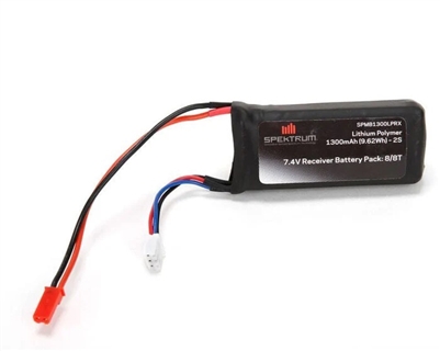 7.4V 1300mAh 2S 5C LiPo Rx Pack w/JST Connector SPMB1300LPRX