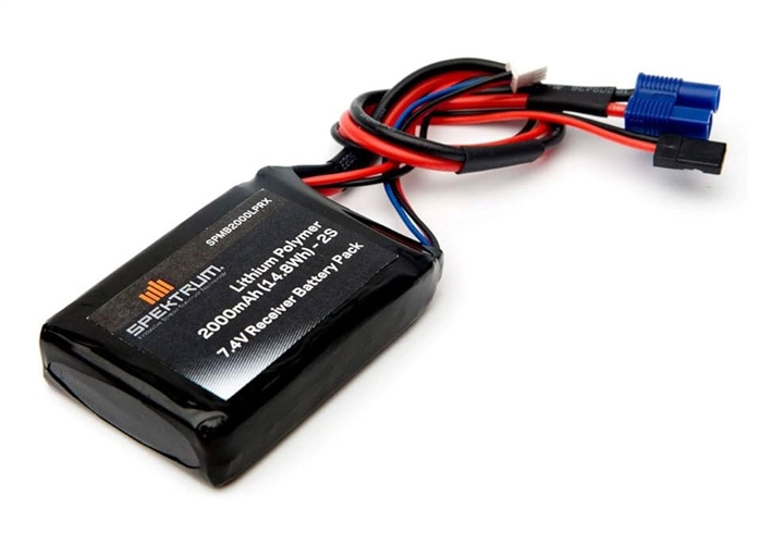 2000mAh 2S 7.4V LiPo Receiver Battery SPMB2000LPRX