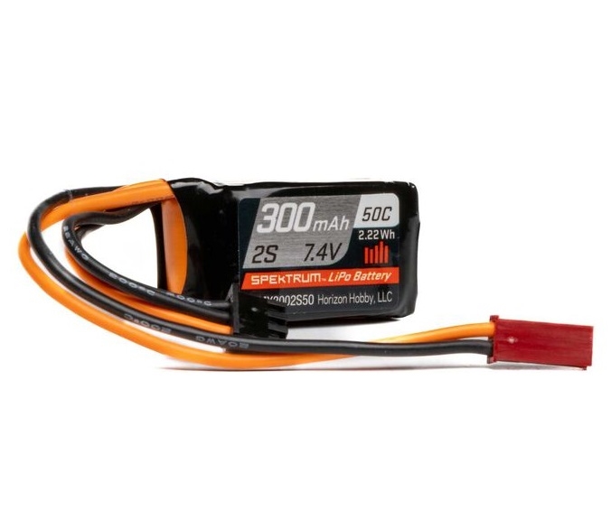 7.4V 300mAh 2S 50C LiPo Battery: JST - SPMX3002S50