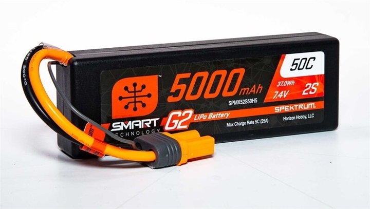 5000mAh 2S 7.4V Smart G2 LiPo 50C Hard Case; IC5 SPMX52S50H5