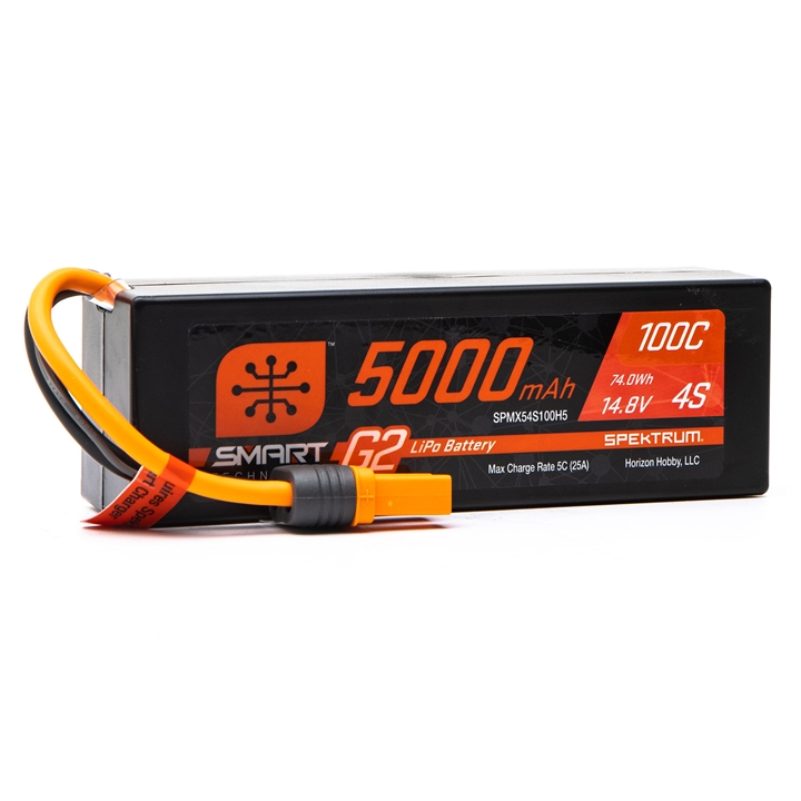 14.8V 5000mAh 4S 100C Smart G2 Hardcase LiPo Battery: IC5, SPMX54S100H5