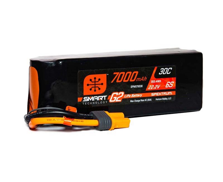 Spektrum 22.2V 7000mAh 6S 30C Smart G2 LiPo Battery: IC5 - SPMX76S30
