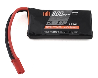 800mAh 1S 3.7V 30C LiPo Battery; JST SPMX8001S30