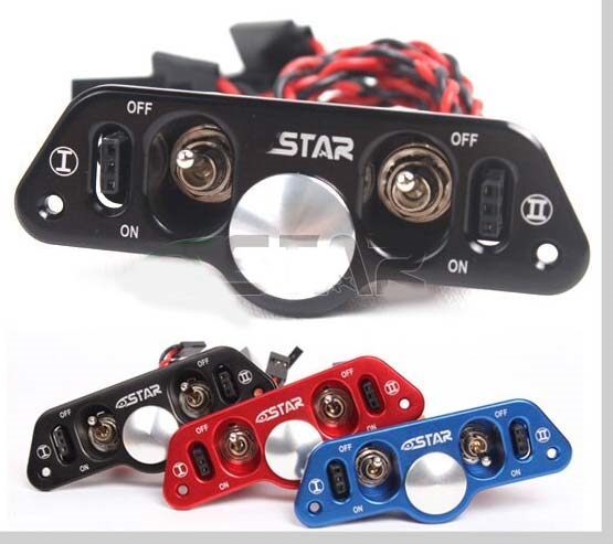 Heavy Duty Aluminum Dual Power Switch with Fuel Dot for Larger Size RC Airplane 22AWG (Red)