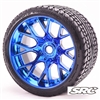 Monster Truck Road Crusher Belted tire Pre-Glued with WHD Blue Chrome wheel