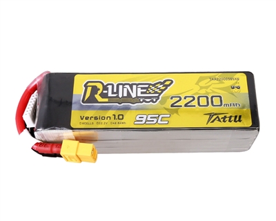 Tattu 2200mah 6S 95C 22.2V R-Line Lipo Battery with XT60 Plug  - TAA22006S95X6