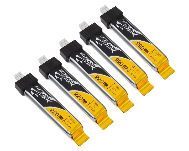Tattu 1S LiPo Battery 45C (3.7V/220mAh) (5) w/PH2.0 Connector - TAT-45C-220-1S1P-2.0-5PC