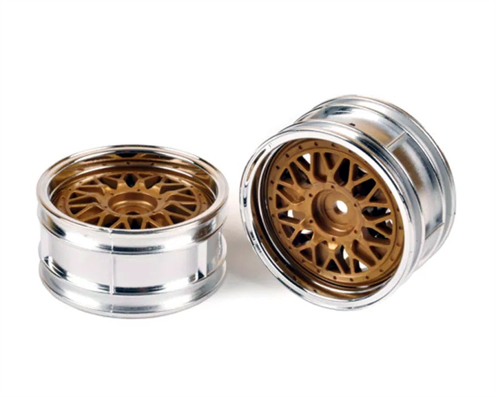 Tamiya 4WD/FWD Touring & Rally Car 2-Piece Mesh Wheels (Chrome/Gold) (2) w/12mm Hex - TAM50548