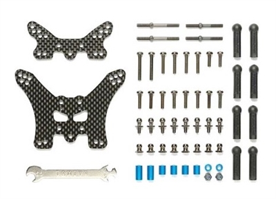 Tamiya TT-02B Carbon Damper Stays Front & Rear Black - TAM54754