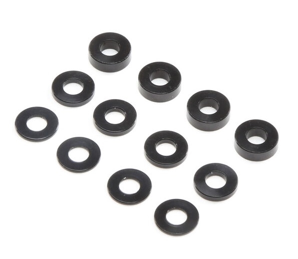 M3 x 6.5mm Aluminum Washer Set, Black (0.5, 1.5, 2mm) TLR336007