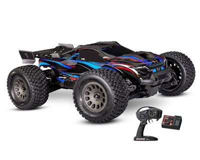 Traxxas Mini XRTÂ® Brushless 1/16 4WD RTR Monster Truck (Blue) w/TQi 2.4GHz Radio, Battery & USB-C Charger - TRA108076-1BLUE