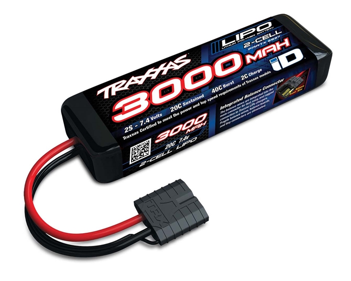 Traxxas 3000mAh 2S 7.4V 20C 2-Cell LiPo iD Battery, TRA2827X