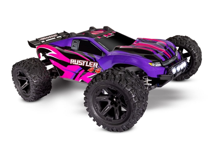 Traxxas Rustler 4X4 1/10 4WD Stadium Truck RTR - Pink with LED, TRA67064-61PINK