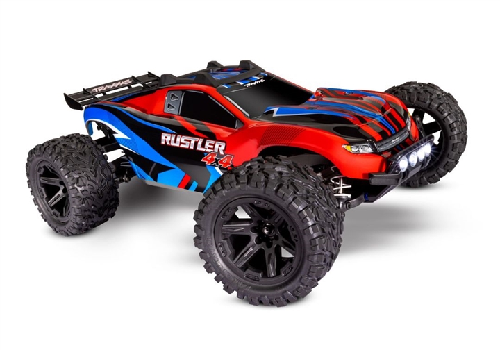 Traxxas Rustler 4X4 1/10 4WD Stadium Truck RTR - Red with LED, TRA67064-61RED