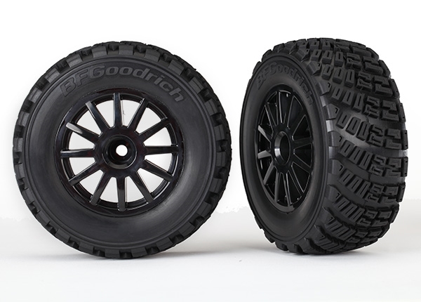 Traxxas Traxxas Tires & wheels, assembled, glued (black wheels, gravel pattern tires, foam inserts) (2) (TSM rated) TRA7473T