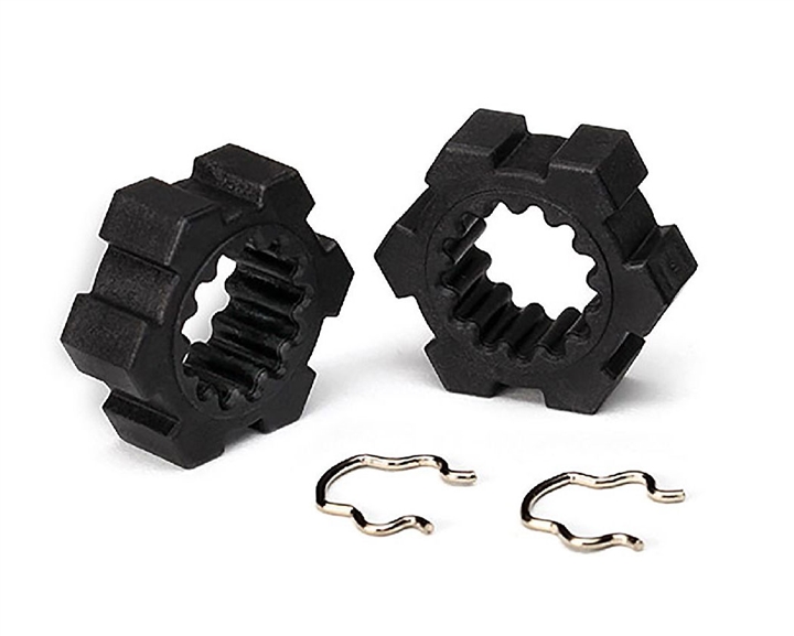 Traxxas Wheel hubs, hex (2)/ hex clips (2) TRA7756-BLK