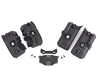 Traxxas Wide inner front and rear fenders for clipless TRX-4Â® bodies. Includes rock light covers (8), battery plate, and 3x8 screws (4) 8072X
