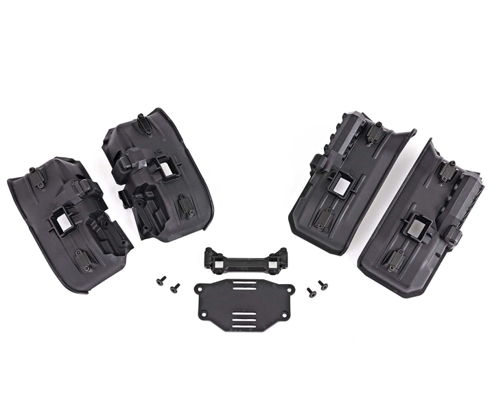Traxxas Wide inner front and rear fenders for clipless TRX-4Â® bodies. Includes rock light covers (8), battery plate, and 3x8 screws (4) 8072X