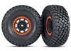 Traxxas Tires and wheels, assembled, glued (Desert Racer wheels, black with orange beadlock, BFGoodrich Baja KR3 tires) (2) TRA8472