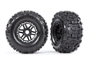 Traxxas Sledgehammer Tires & wheels, glued (black wheels)