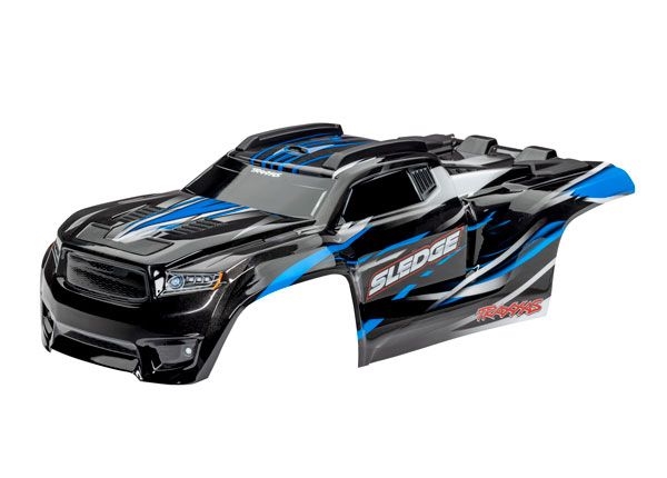 Traxxas Body, Sledge, blue/ window, grille, lights decal sheet  - TRA9511A